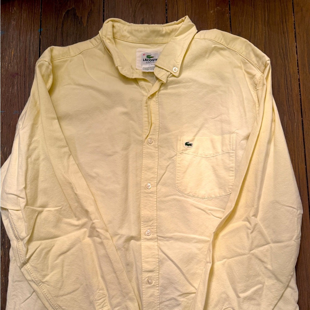 Men’s Lacoste Dress Shirt - Yellow - Large